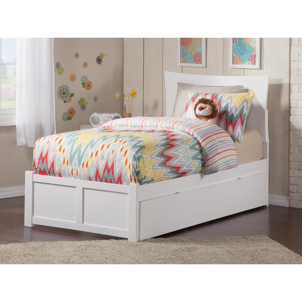 Atlantic Furniture Metro White Twin Platform Bed With Flat Panel