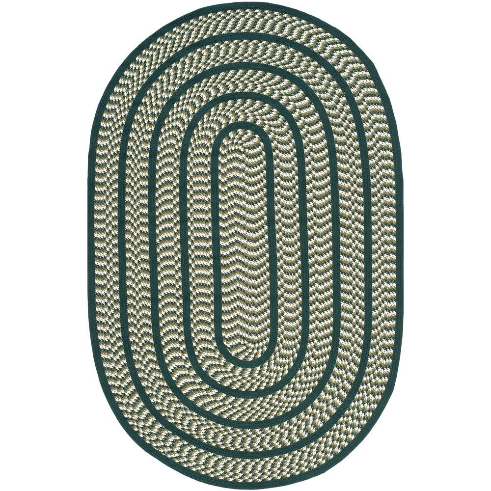 Safavieh Braided Ivory/Dark Green 3 ft. x 5 ft. Oval Area RugBRD401B