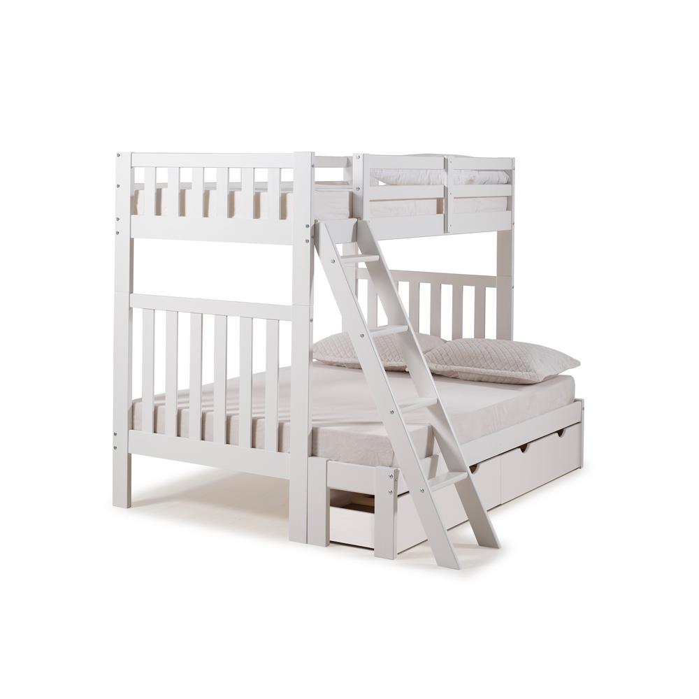Alaterre Furniture Aurora White Twin Over Full Bunk Bed With