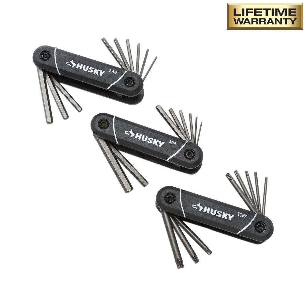 Husky SAE/Metric Folding Hex Key Set With Bonus Torx Set (3Piece