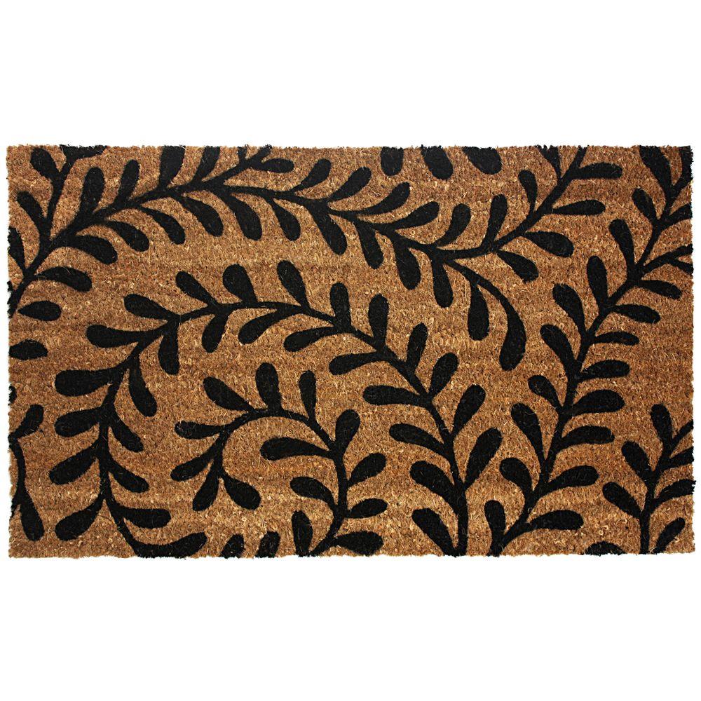 J & M Home Fashions Black Ferns 18 in. x 30 in. Vinyl Back Coco Door