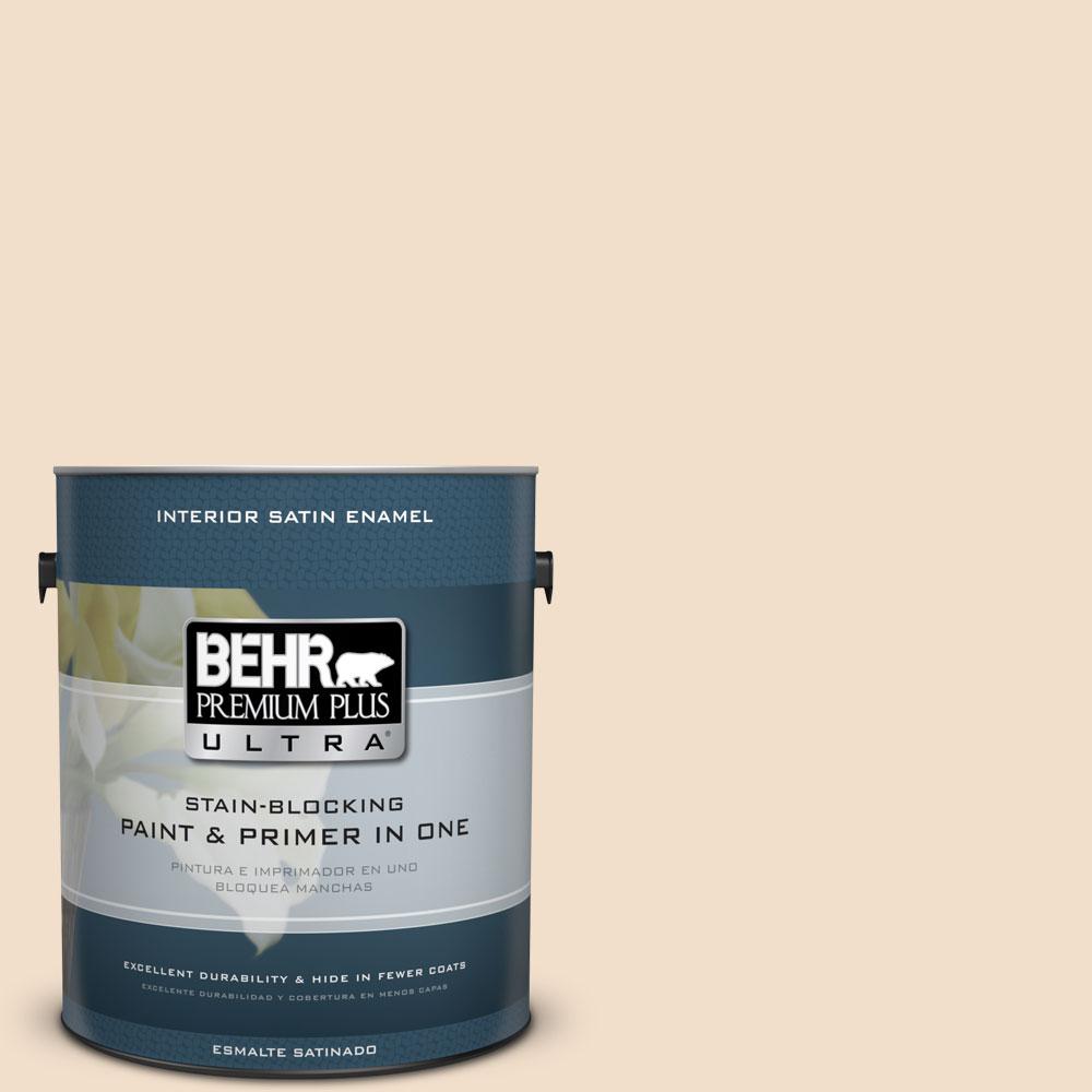 BEHR Premium Plus Ultra 1-gal. #S250-1 Macaroon Cream Satin Enamel ...