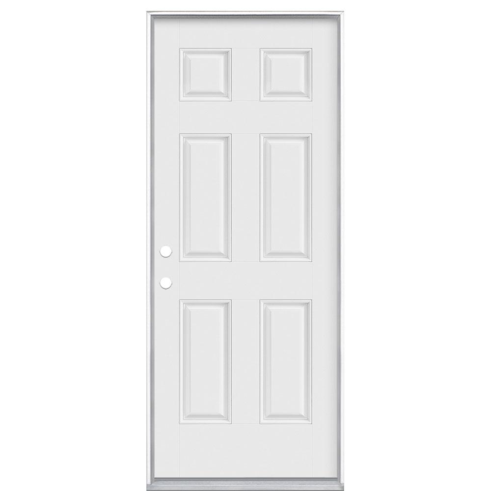 Masonite 32 In X 80 In 6 Panel Right Hand Inswing Primed Smooth