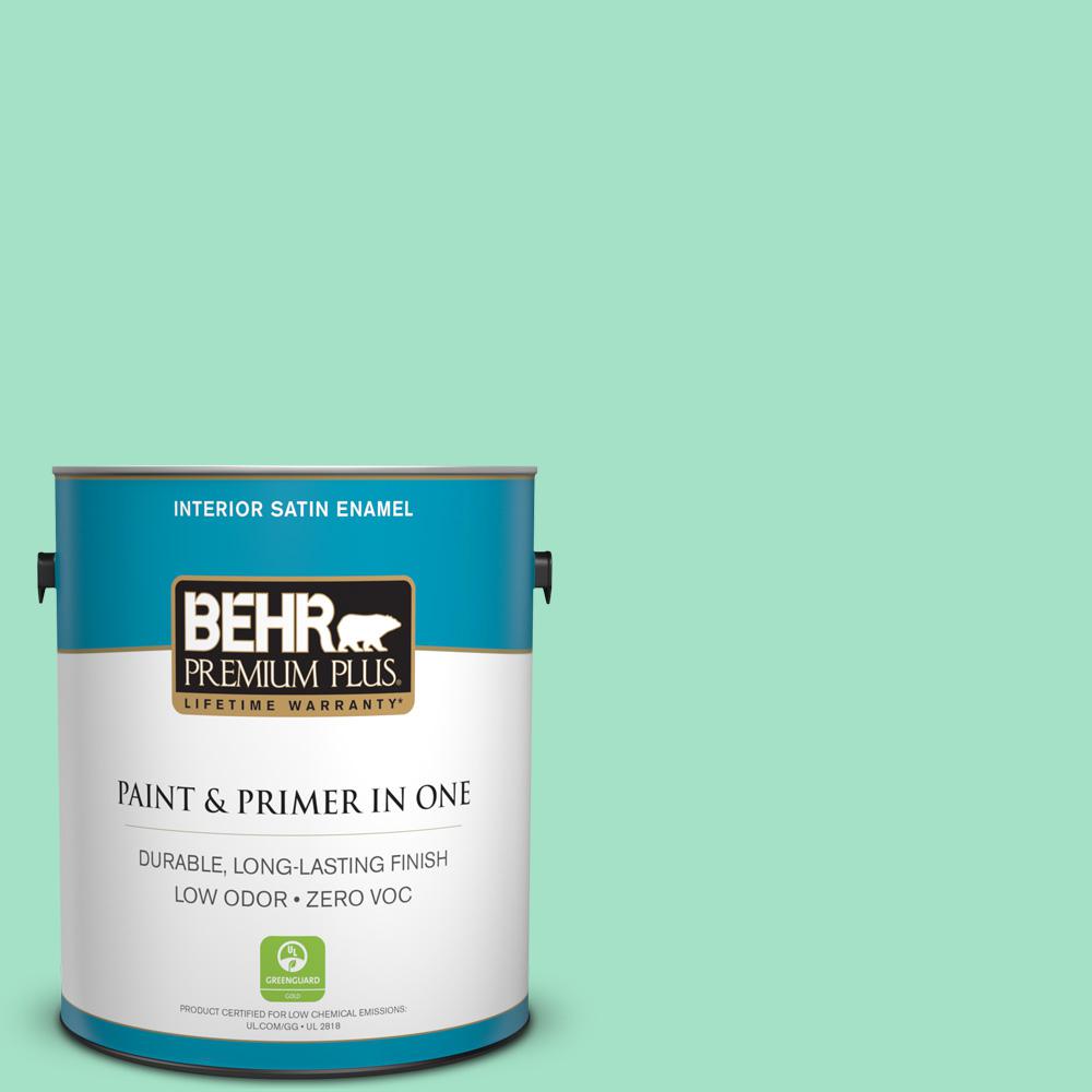 BEHR Premium Plus 1 gal. 470A3 Reef Green Satin Enamel Zero VOC