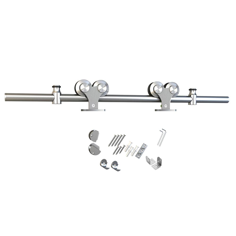 American Pro Decor Stainless Steel Sliding Rolling Barn Door Hardware Kit For Single Wood Doors 