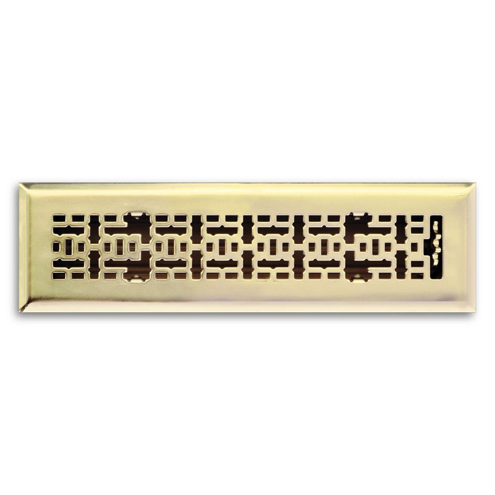 T.A. Industries 2 inch x 12 inch Modern Contempo Floor Diffuser, Polished Brass by T.A. Industries