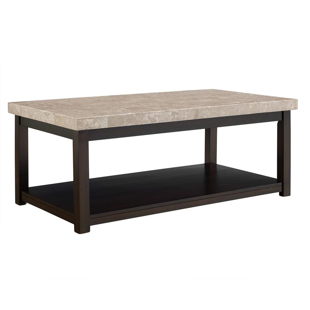 Picket House Furnishings Caleb 3 Piece 48 In Espresso Large Rectangle Marble Coffee Table Set With Shelf Cks100et2pc The Home Depot