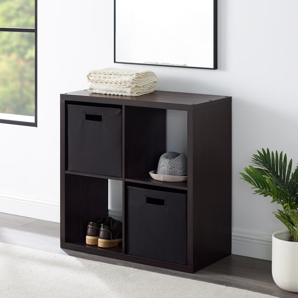 Linon Home Decor Dillon Espresso 4 Cubby Storage Cabinet Thd02654 The Home Depot