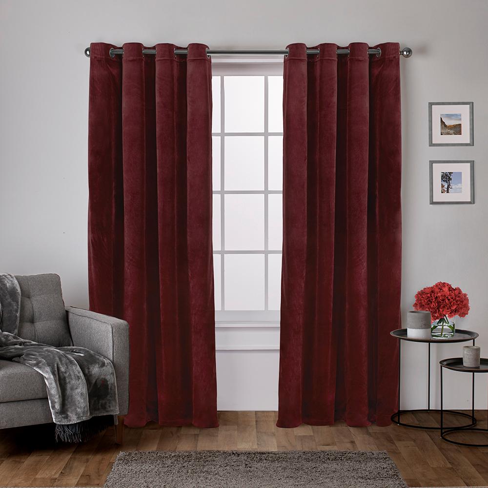 burgundy plaid curtain panels