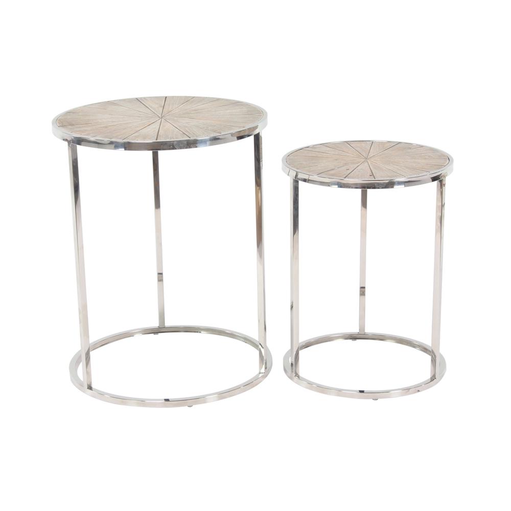 Modern Round Gray End Tables Accent The Home Depot White Round Nesting Tables With Gray Frames Set Of 2