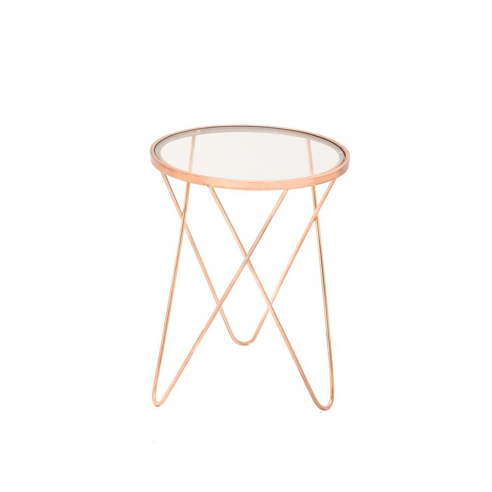 Litton Lane Copper Iron Accent Table With Round Clear Gl Litton Lane Copper Iron Accent Table With Round Clear Gl Top