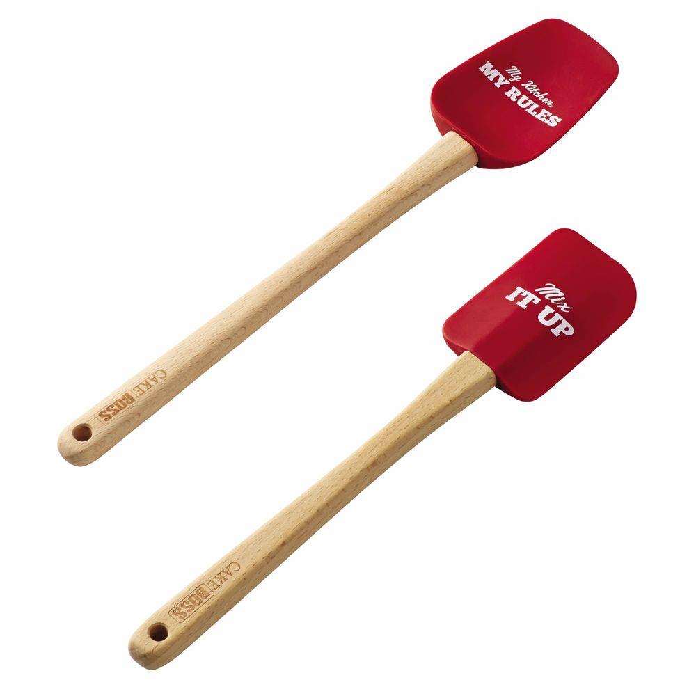 Cake Boss Silicone Red Spatula and Spoonula Set of 259566 The Home Depot