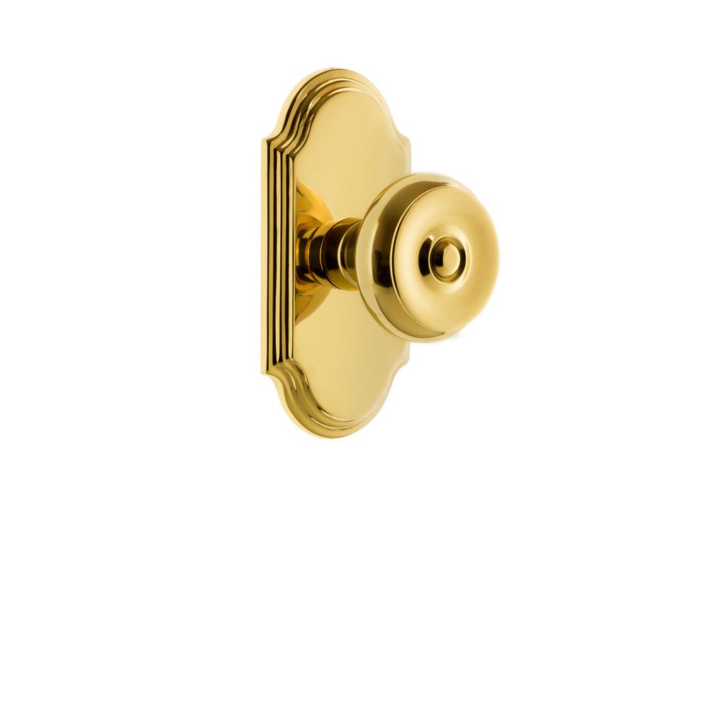 Grandeur Arc Plate Double Dummy With Bouton Door Knob In Polished