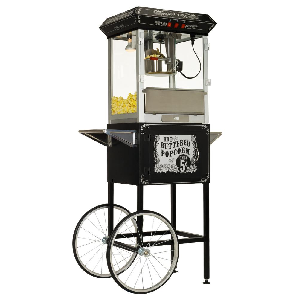 black popcorn cart