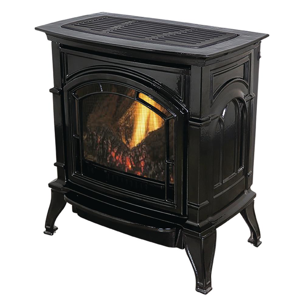 Ashley Hearth S 31 000 Btu Vent Free Natural Gas Stove Black Enameled Porcelain Cast Iron Agc500vfbn The Home Depot - Natural Gas Heaters Stoves Fireplaces