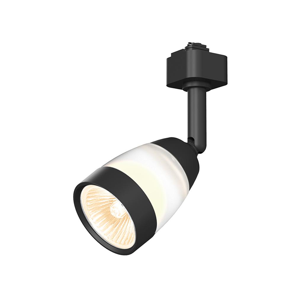 Black Linear Halogen Track Lighting The Home Depot Frosted Middle Glass 1 Light Black Linear Track Lighting Head