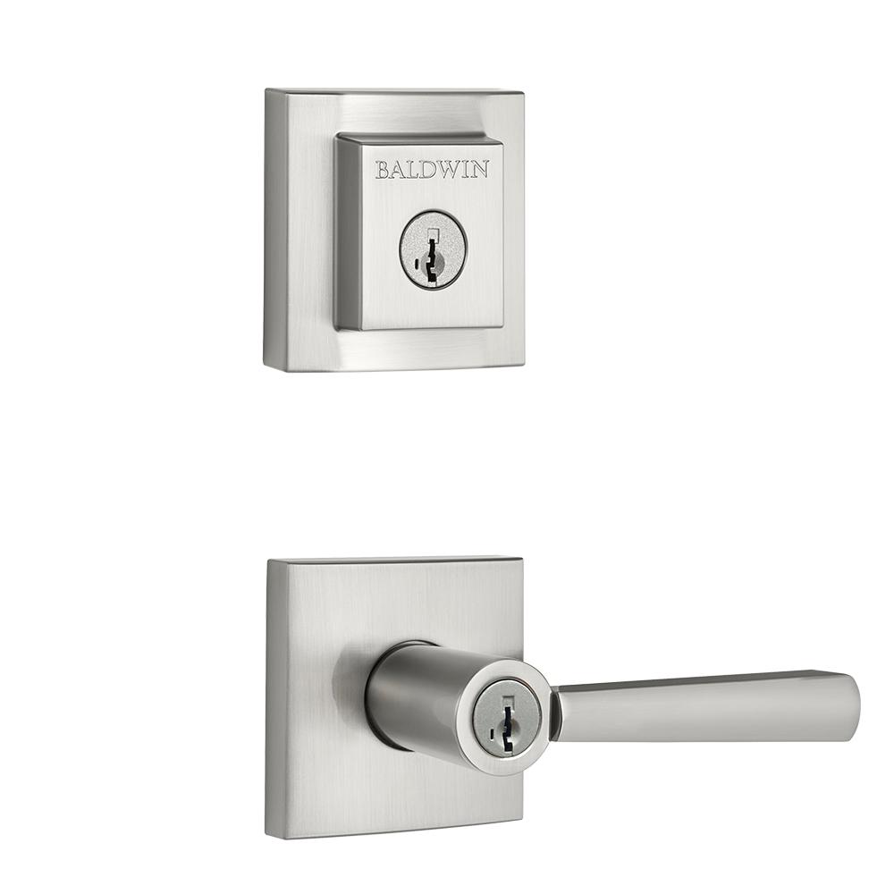 Baldwin Prestige Spyglass Satin Nickel Exterior Entry Lever and Single