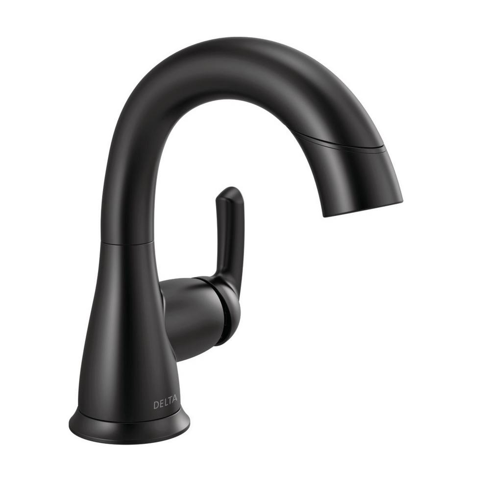 Delta Broadmoor Single Hole Single Handle Bathroom Faucet With Pull Down Sprayer In Matte Black 15765lf Blpd The Home Depot