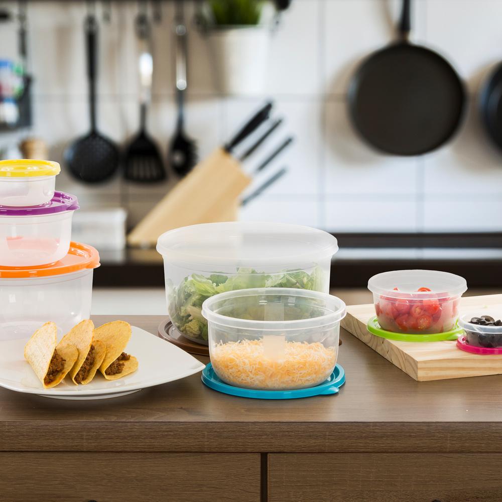 Trademark Round Food Storage Set with Colored Lids (14Piece)M031003