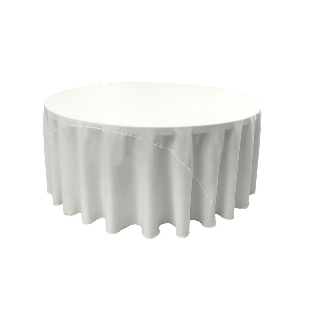 table with white tablecloth