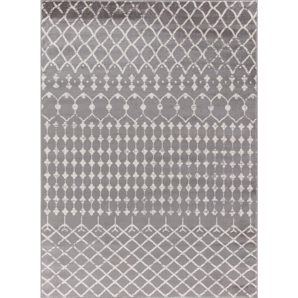 Ottomanson Contemporary Moroccan Trellis Gray 8 ft. x 10 ft. Area Rug