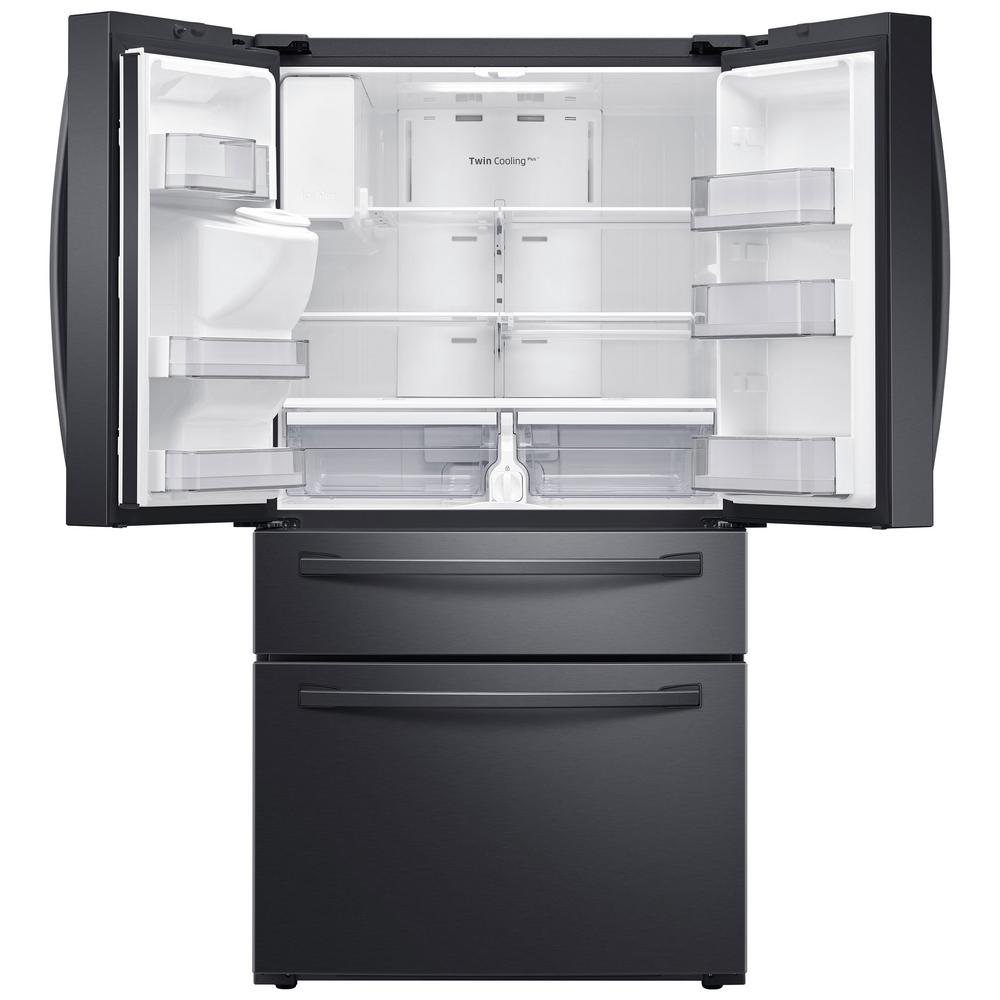 Samsung 23 Cu Ft 4 Door French Door Refrigerator In Fingerprint Resistant Black Stainless Counter Depth Rf24r7201sg The Home Depot
