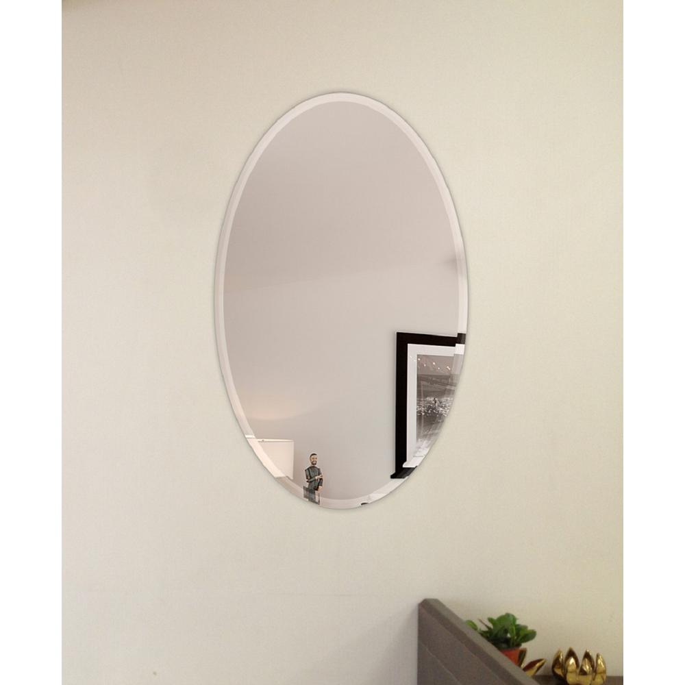 Fab Glass And Mirror 22 In. X 30 In. Oval Beveled Polish Frameless Wall ...