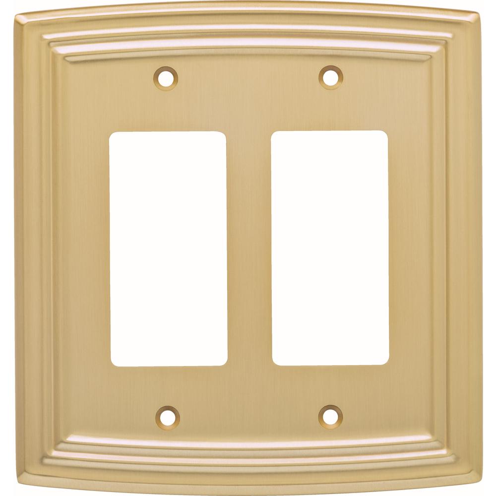 Liberty Emery Decorative Double Rocker Switch Cover Brushed Br Liberty Emery Decorative Double Rocker Switch Cover Brushed Br
