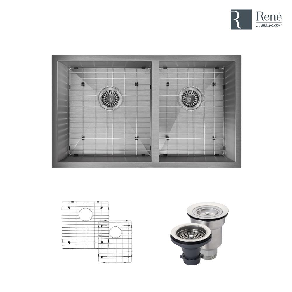 IPT Sink Company Undermount 32 in. 16Gauge Stainless Steel Double Bowl