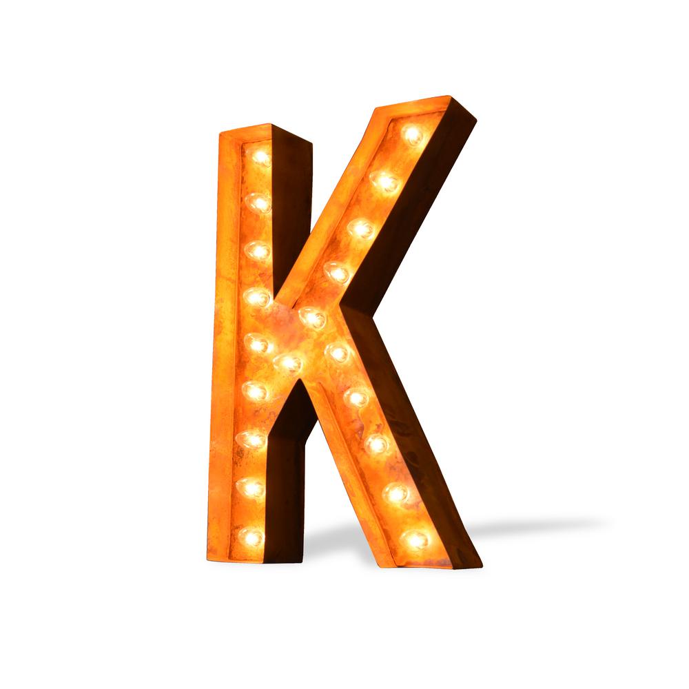 trekshops modern american 24 in high rusted steel alphabet letter k
