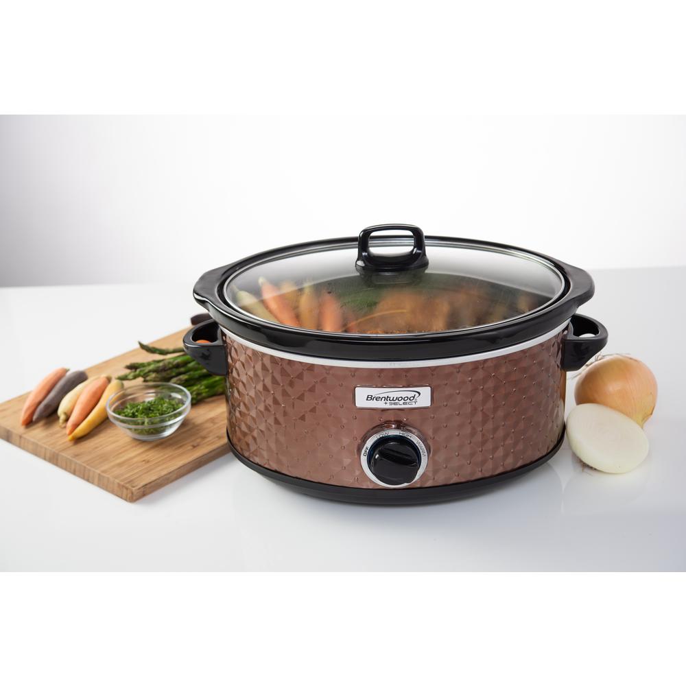 Brentwood Appliances Diamond 7 Qt. Copper Slow Cooker with Tempered