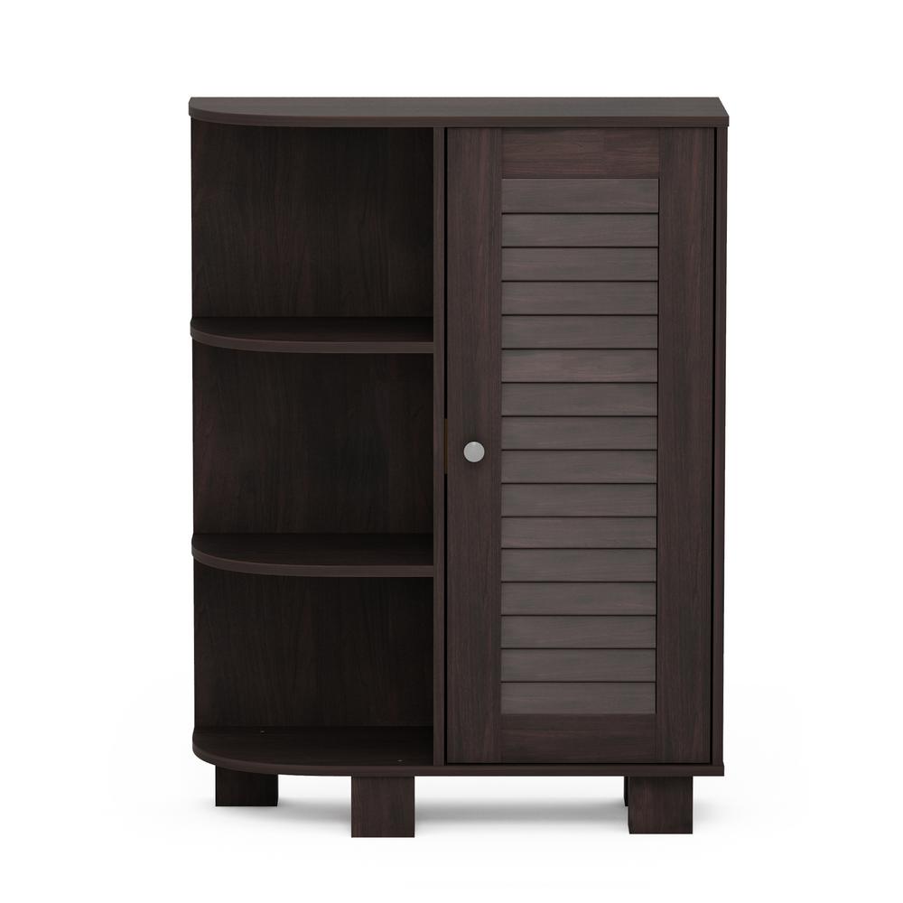 Furinno Indo Espresso Storage Shelf With Louver Door Cabinet