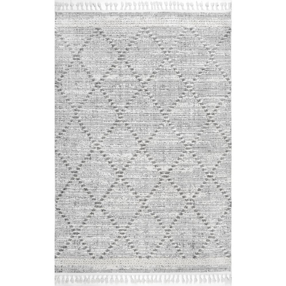 nuLOOM Ansley Textured Lattice Tassel Beige 7 ft. 10 in. x 10 ft. 10 in