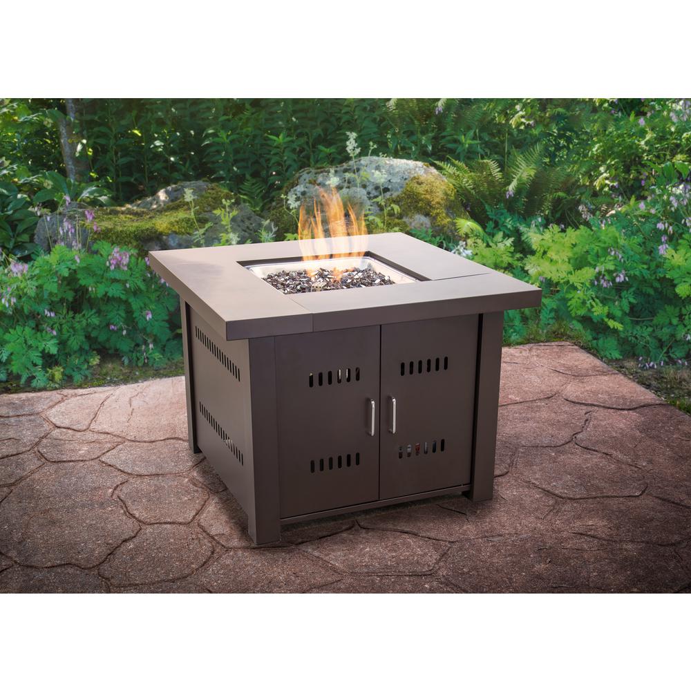 Square Steel Propane Gas Fire Pit Table, Belleze Fire Pit