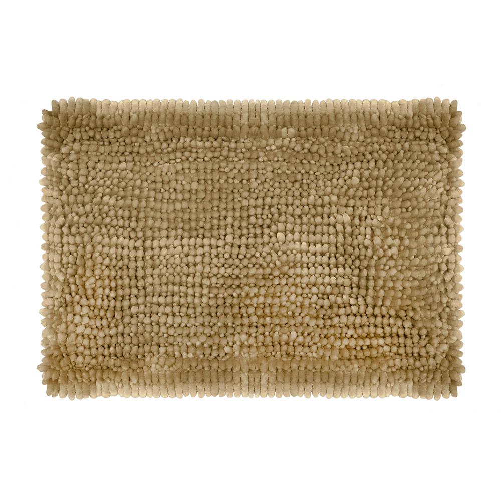 Laura Ashley Butter Chenille 17 in. x 24 in. Bath Mat in Linen ...