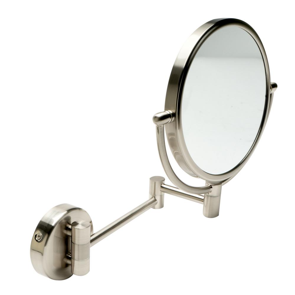 brushed nickel mirror round bathroom mirrors mounted alfi brand slide magnifying makeup bar framed shaving bn 5x 0x handshower handheld