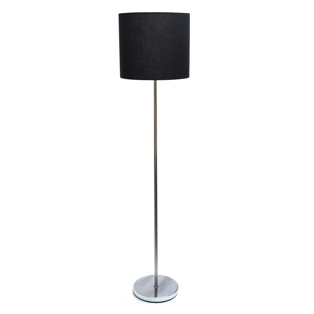 Simple Designs 58 25 In Black Brushed Nickel Drum Shade Floor Lamp