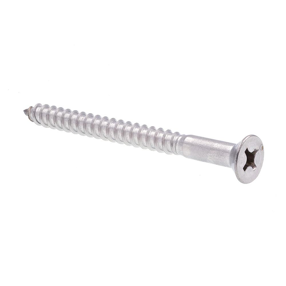 PrimeLine 14 x 3 in. Grade 188 Stainless Steel Phillips Drive Flat Head Wood Screws (15Pack