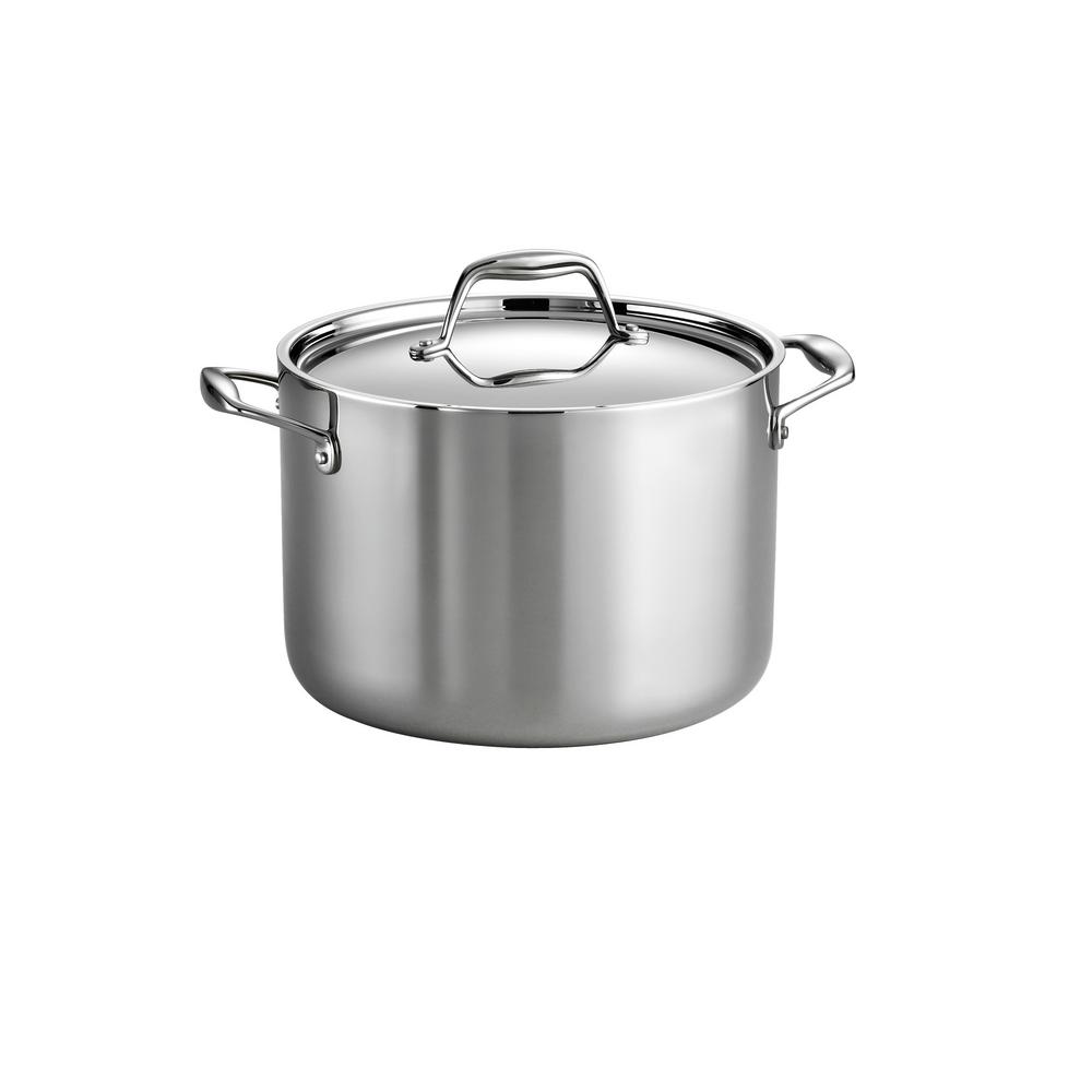 Tramontina Gourmet Tri-Ply 8 Qt. Stainless Steel Stock Pot with Lid ...