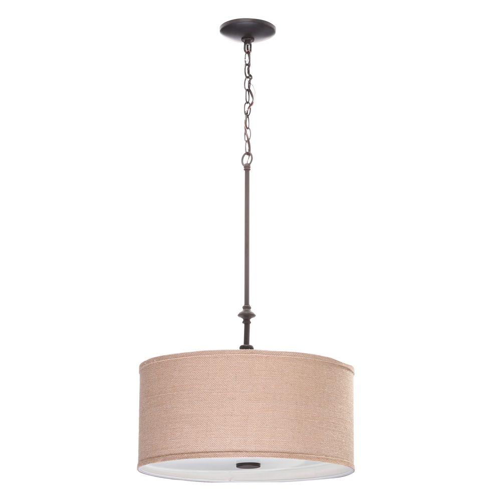Hampton Bay Quincy 3 Light Oil Rubbed Bronze Drum Pendant With Light Oil Rubbed Bronze Drum Pendant