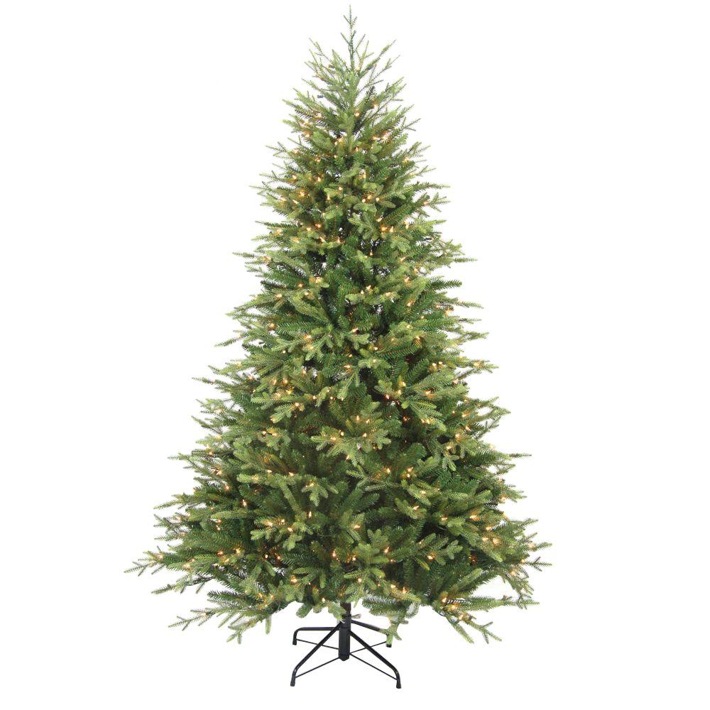 Home Accents Holiday 7.5 ft. Pre-Lit Balsam Artificial Christmas Tree with 600 Always-Lit Clear ...