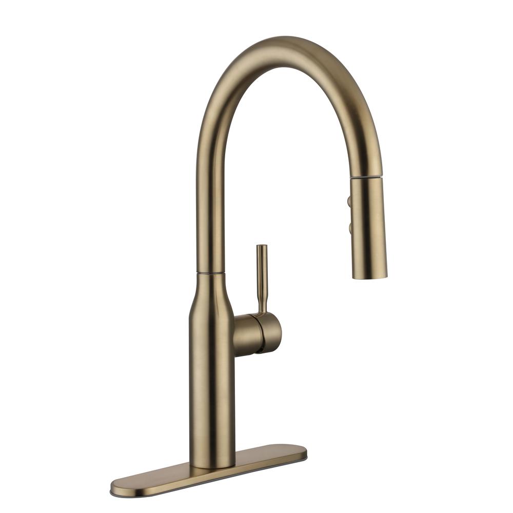 gold glacier bay matte pull down kitchen