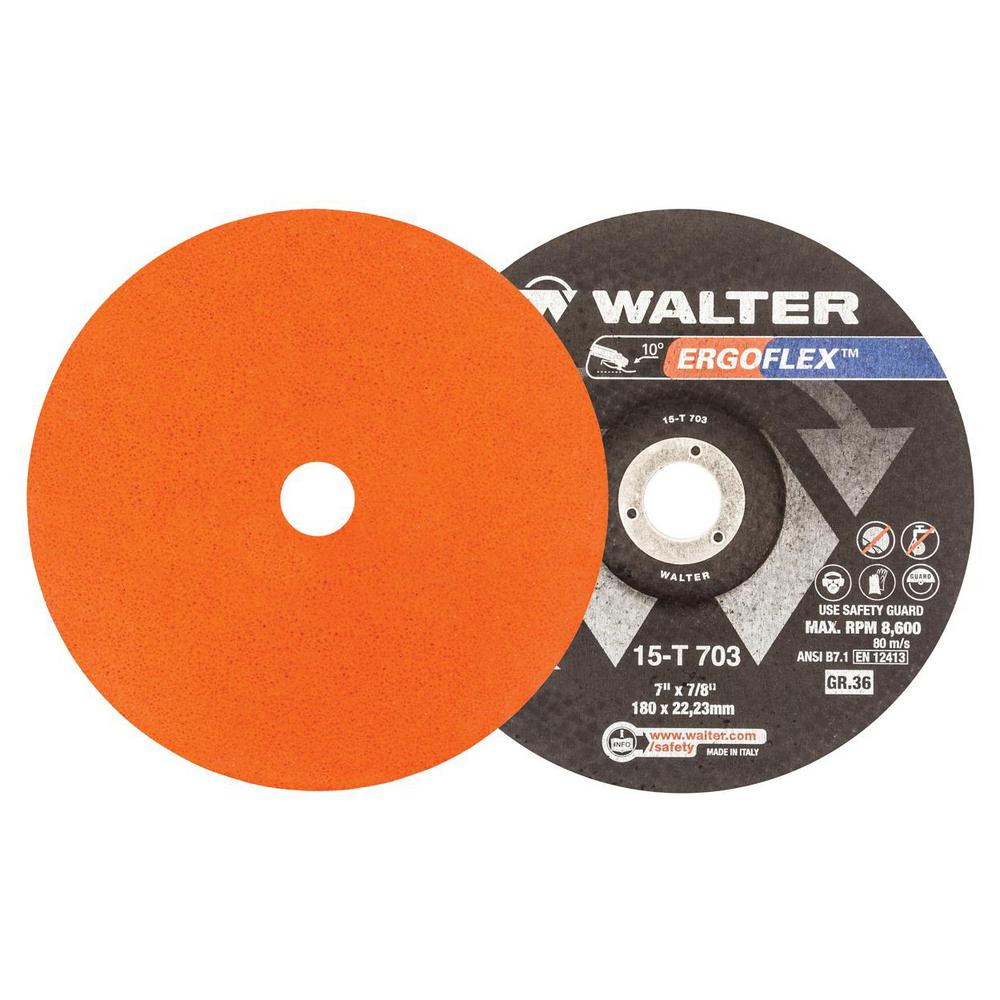 WALTER SURFACE TECHNOLOGIES ERGOFLEX 5 in. x 7/8 in. Arbor GR36 Blending Disc (25-Pack)