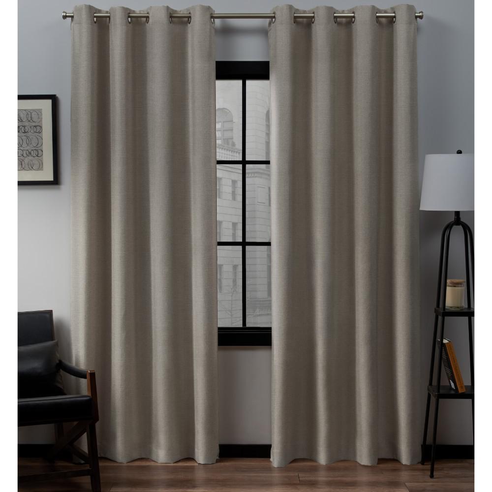 Loha 52 in. W x 84 in. L Linen Blend Grommet Top Curtain Panel in Beige