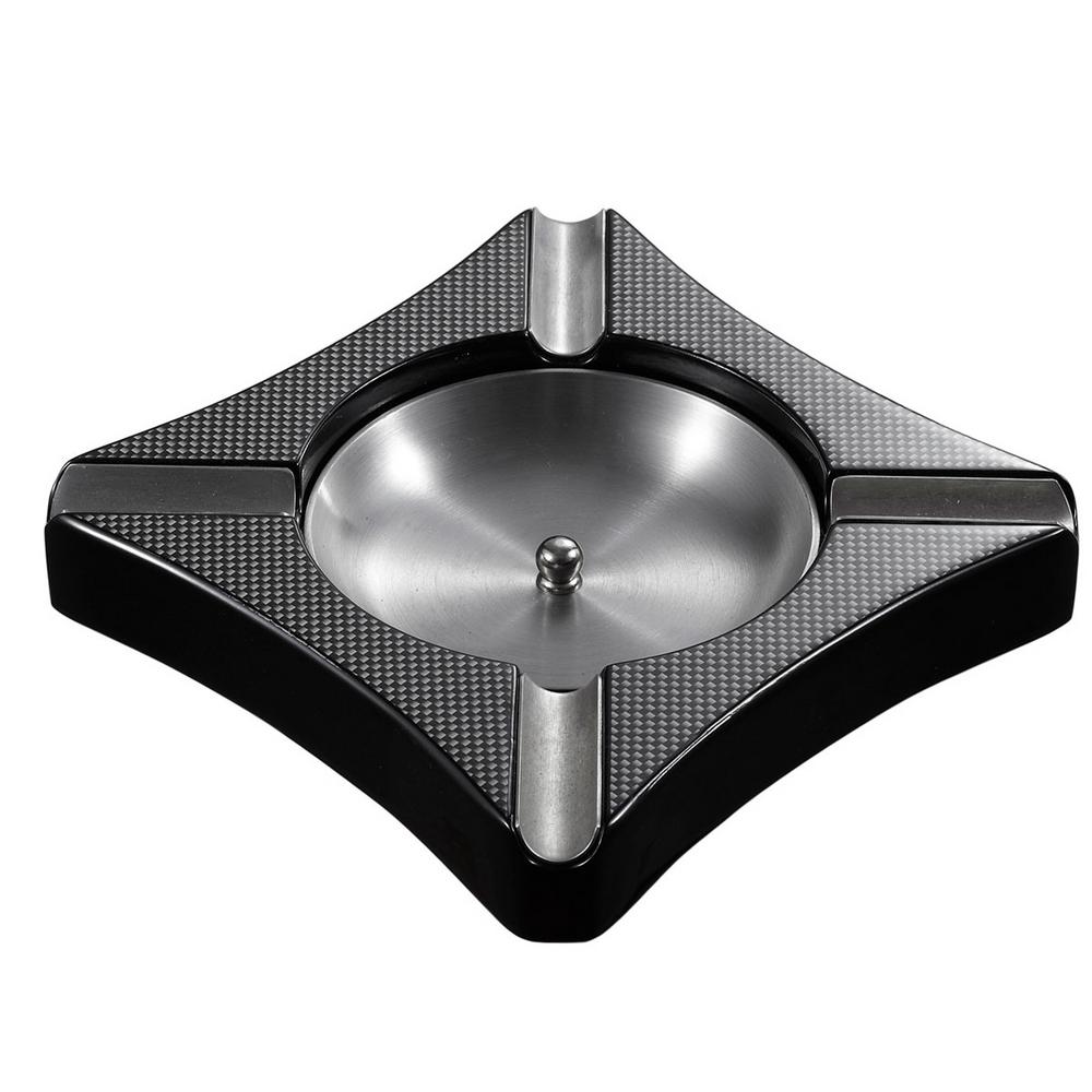 visol fuego carbon fiber patterned wooden cigar ashtray with 4 cigar