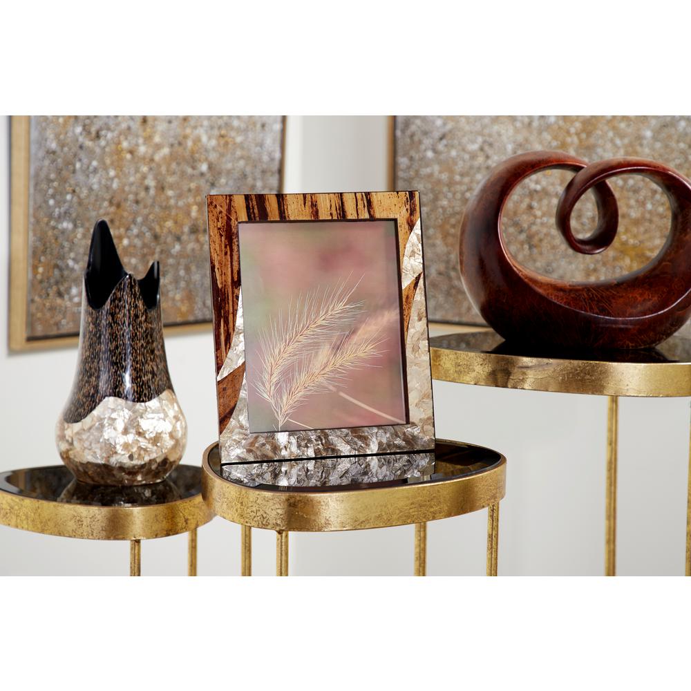 Litton Lane 8 In X 10 Large Inlaid Gold Capiz S And Banana Large Inlaid Gold Capiz S And Banana Wood Picture Frame