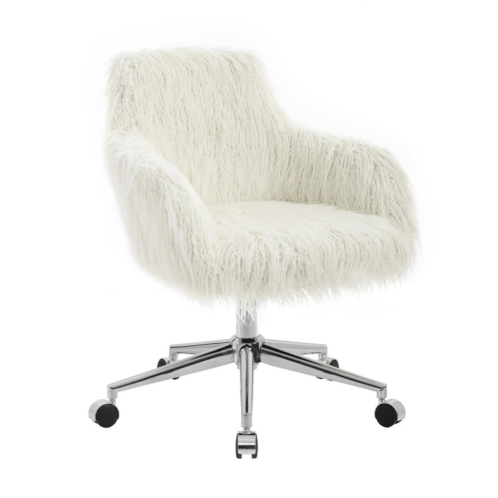 Linon Home Decor Fran White And Chrome Adjustable Office Chair