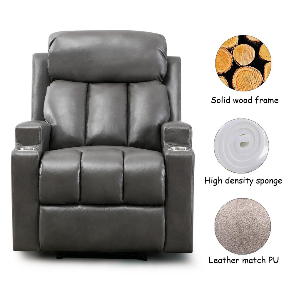 Boyel Living Recliner Chair Grey Tufted Breathable Pu Leather With 2 Cup Holders Contemporary Theater Seating Ez Wf6903 The Home Depot - Leather Recliner Chair With Cup Holders Boyel Living Recliner Chair Grey Tufted Breathable Pu Leather With 2 Cup Holders Contemporary Theater Seating Ez Wf6903 The Home Depot - Leather Recliner Chair With Cup Holders