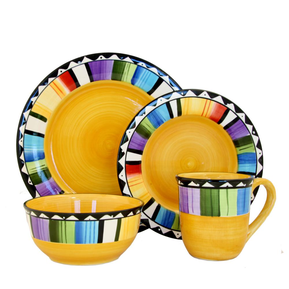 Gibson Home Fandango 16Piece Yellow Dinnerware Set 98583908M The Home Depot