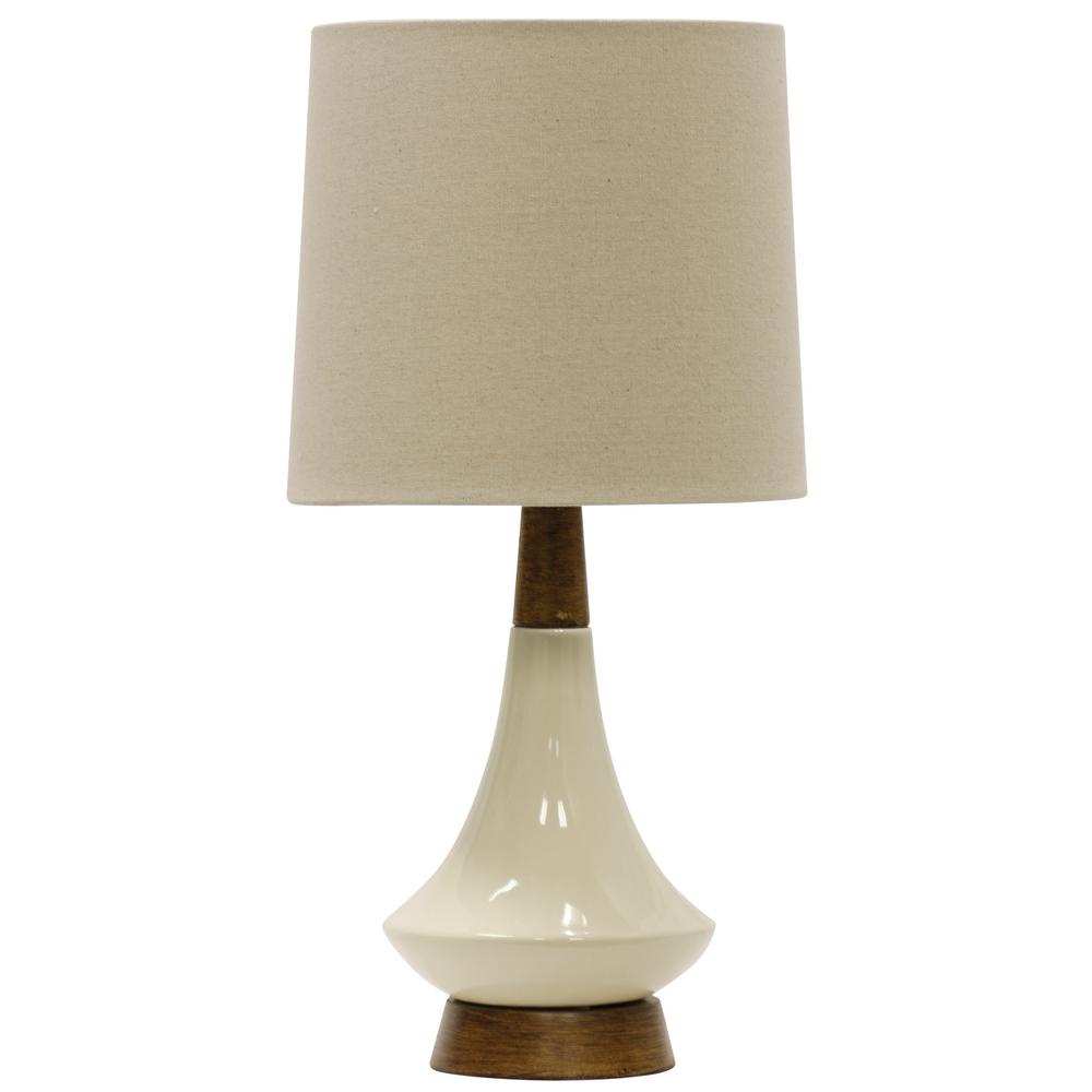 StyleCraft 22 in. White Washed Wood/Cream Table Lamp with White ...